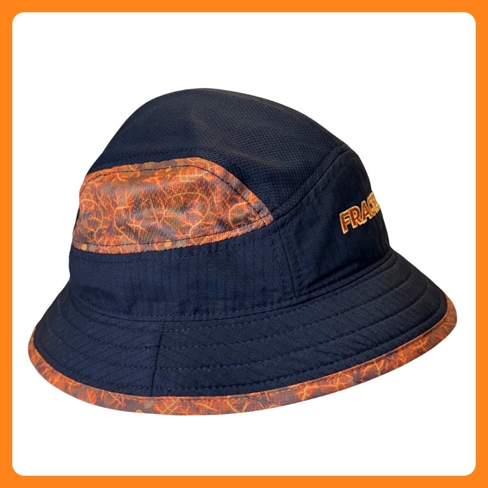 Fractel Bucket Running Hat S/M Black Orange Neon Fire Limited Edition Run Mesh